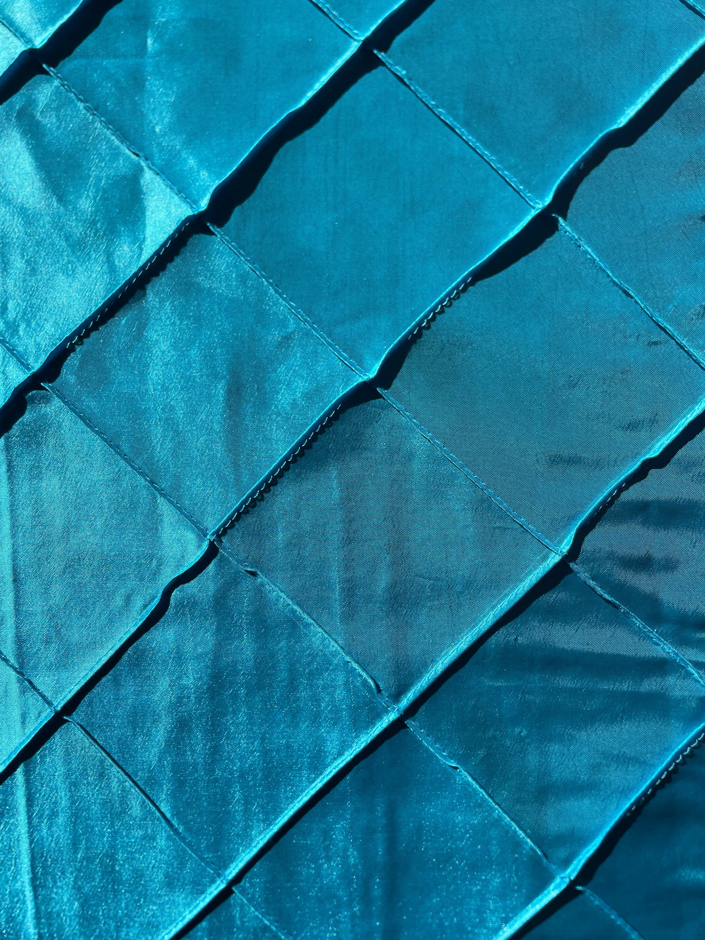 Chemin de table - Turquoise - surpiqûre losange satin